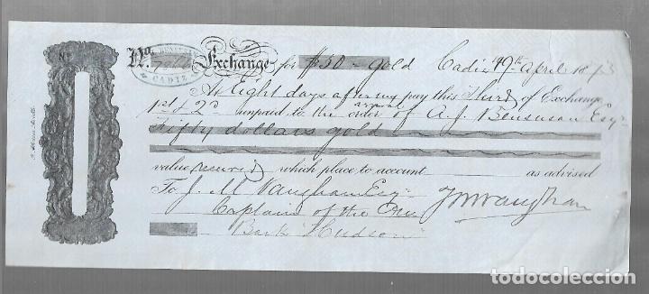 Documentos bancarios: LETRA DE CAMBIO. A.J.BENSUSAN. CADIZ. 1873 - Foto 1
