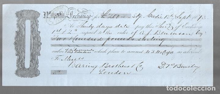 Documentos bancarios: LETRA DE CAMBIO. A.J.BENSUSAN. CADIZ. 1873 - Foto 1