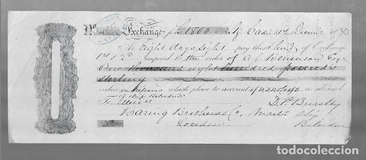 Documentos bancarios: LETRA DE CAMBIO. A.J.BENSUSAN. CADIZ. 1873 - Foto 1