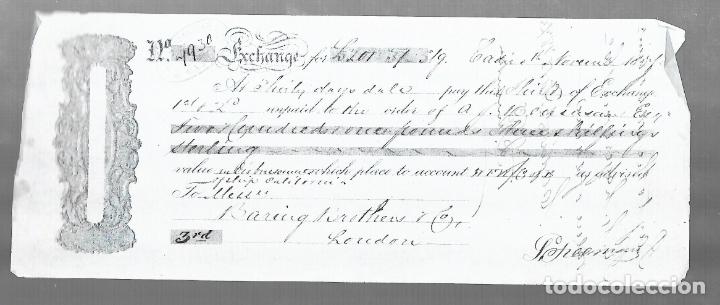Documentos bancarios: LETRA DE CAMBIO. A.J.BENSUSAN. CADIZ. 1873 - Foto 1