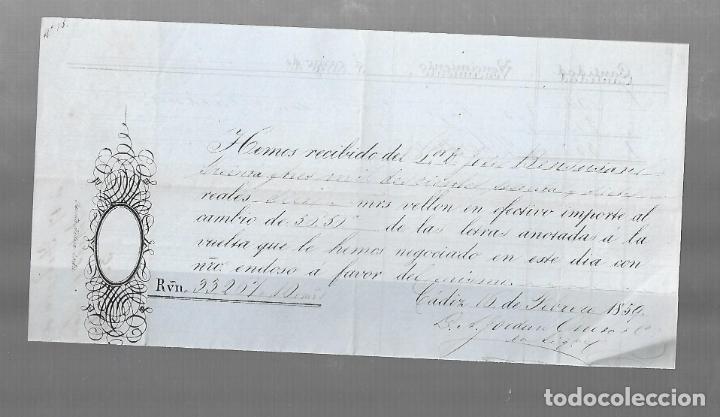Documentos bancarios: RECIBI. JOSE BENSUSAN. 1859. CADIZ - Foto 1