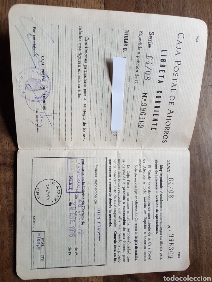 Documentos bancarios: Libreta ahorros 1976 - Foto 2