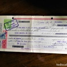 Documenti bancari: LETRA DE CAMBIO 22-12-1944 DE DESTILERÍAS LEVANTE (ALICANTE) PARA ABONO EN CUENTA OFERTA 5 X 8€ SI