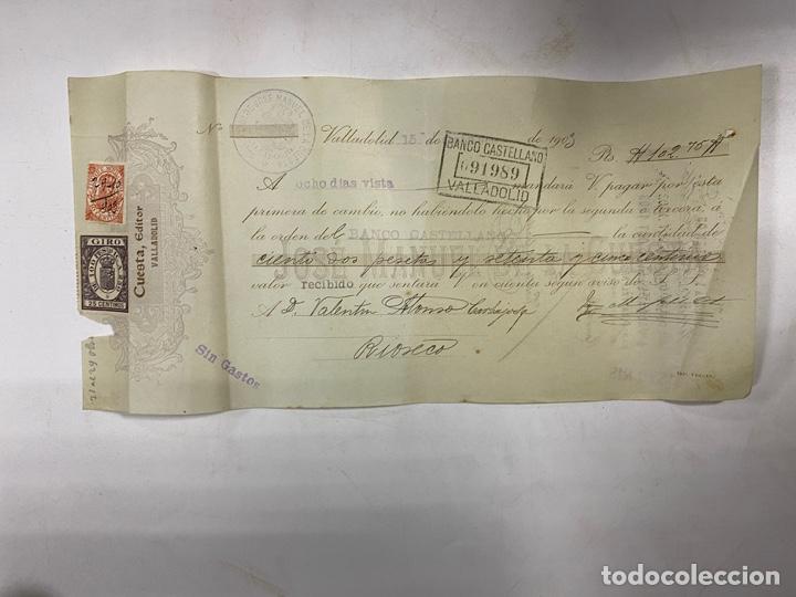 Documentos bancarios: VALLADOLID, 1903. LETRA DE CAMBIO. CUESTA EDITOR. - Foto 1