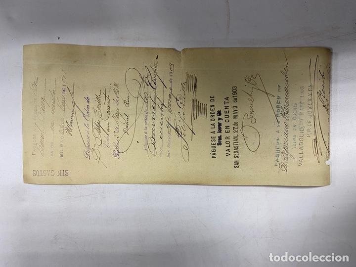 Documentos bancarios: BILBAO, 1903. LETRA DE CAMBIO. UBIERNA Y COMPA&Ntilde;IA. - Foto 2