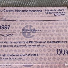 Documentos bancarios: 35 VALES ECONOMATO LABORAL COLECTIVO DE BANCA** MADRID ** BANCO CENTRAL HISPANOAMERICANO 1997