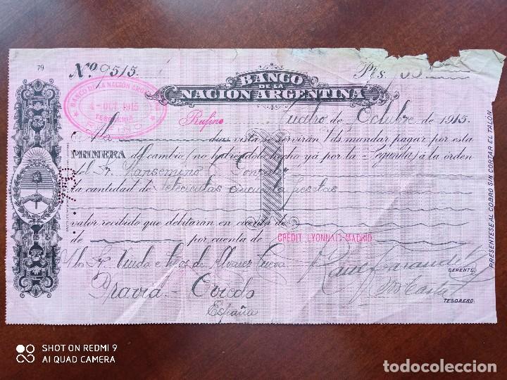 Documentos bancarios: BANCO DE LA NACI&Oacute;N ARGENTINA 1915 - Foto 1