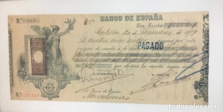 Documentos bancarios: GIRO O LETRA DE CANBIO DE 1899, ORIGINAL - Foto 2
