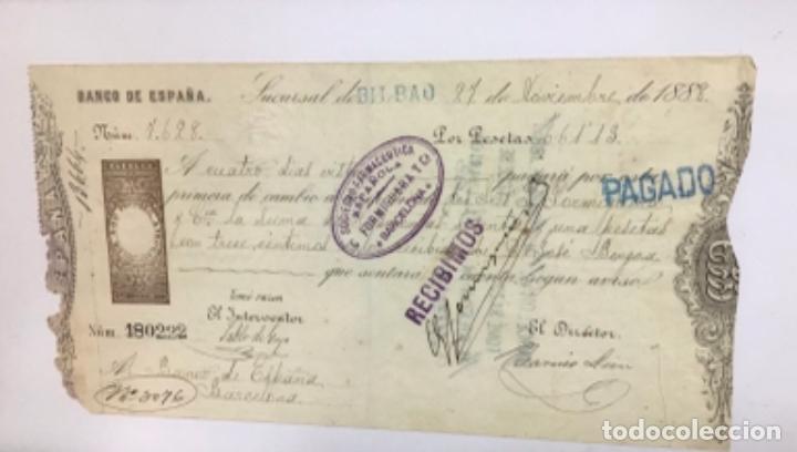 Documentos bancarios: GIRO O LETRA DE CANBIO DE 1888, ORIGINAL - Foto 2