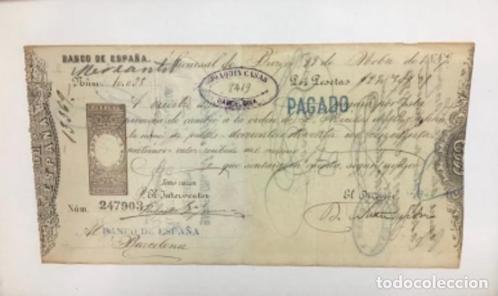 Documentos bancarios: GIRO O LETRA DE CAMBIO DE 1889, ORIGINAL - Foto 2