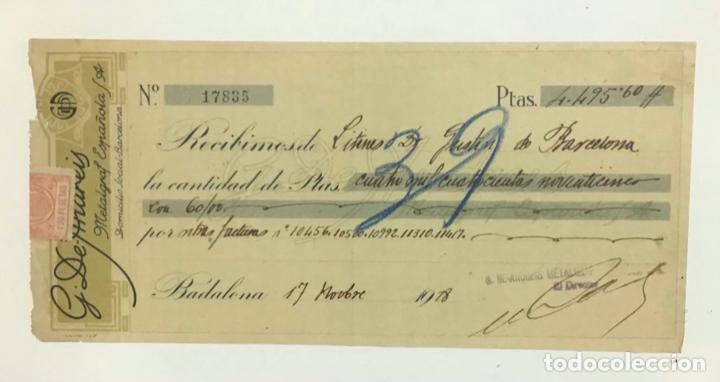 Documentos bancarios: RECIBO DE METALGRAF ESPA&Ntilde;OLA S.A. DE 1928, ORIGINAL - Foto 2
