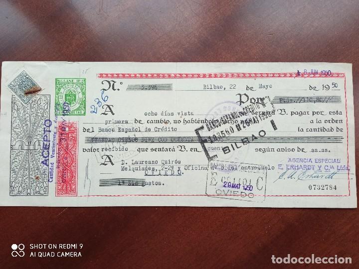 Documentos bancarios: LETRA DE CAMBIO BILBAO ASTURIAS 1950 - Foto 1