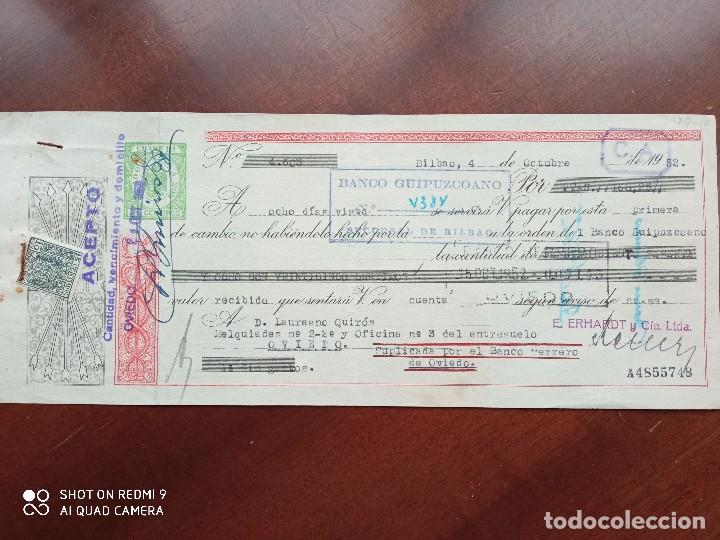 Documentos bancarios: LETRA DE CAMBIO BILBAO ASTURIAS 1950 - Foto 1