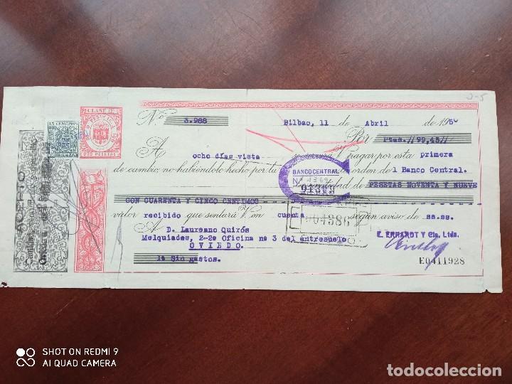 Documentos bancarios: LETRA DE CAMBIO BILBAO ASTURIAS 1950 - Foto 1