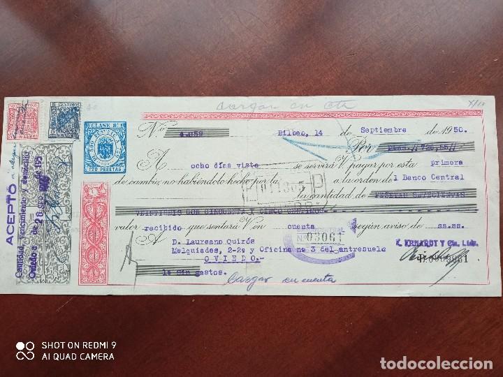 Documentos bancarios: LETRA DE CAMBIO BILBAO ASTURIAS 1950 - Foto 1