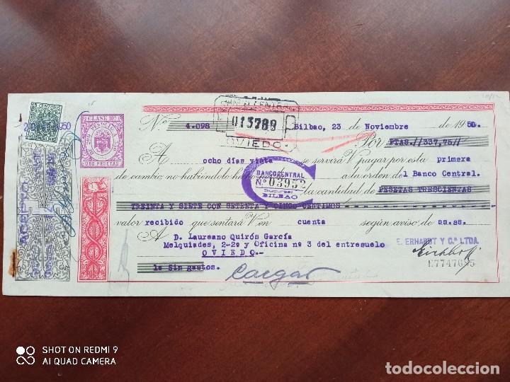 Documentos bancarios: LETRA DE CAMBIO BILBAO ASTURIAS 1950 - Foto 1
