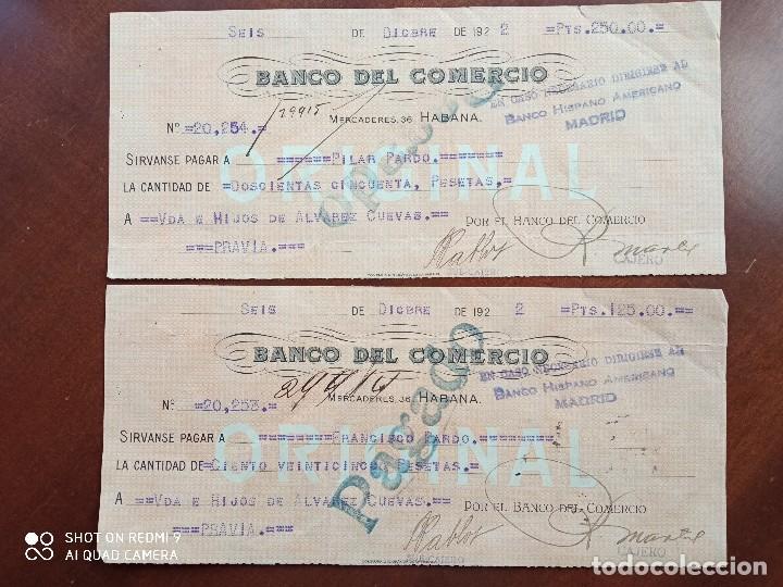 Documentos bancarios: 2 CHEQUES BANCO DE COMERCIO HABANA 1922 - Foto 1