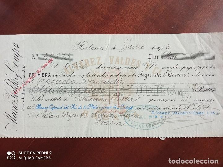 Documentos bancarios: LETRA CAMBIO &Aacute;VAREZ VALD&Eacute;S Y COMPA&Ntilde;IA 1913 - Foto 1