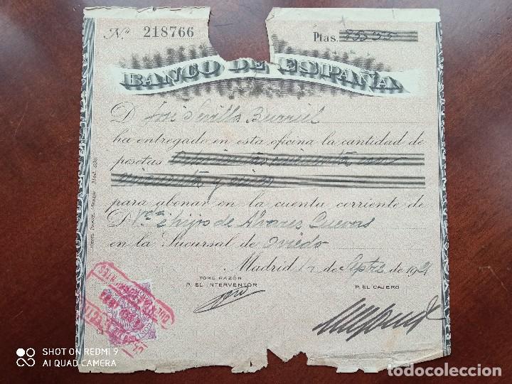 Documentos bancarios: INGRESO EN CUENTA BANCO DE ESPA&Ntilde;A 1921 - Foto 1