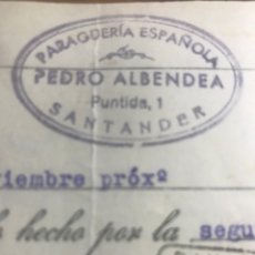 Documentos bancarios: LETRA BANCARIA SANTANDER PARAGUERIA PEDRO ALBENDEA 1935 REPUBLICA SELLO 40 CENTS Y SOBRESELLO 15 CTM. Lote 286379043