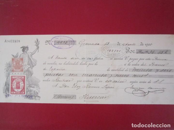 Documentos bancarios: LETRA DE CAMBIO 1908 POR 36,45 PESETAS - Foto 1