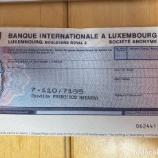 Documentos bancarios: CHEQUE EN BLANCO DEL BANCO INTERNACIONAL DE LUXEMBOURG. AÑOS 70.