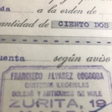 Documentos bancarios: LETRA DE CAMBIO FRANCISCO ALVAREZ CORDOBA DE MADRID 1935 TIMBRES REPUBLICA. Lote 289769953