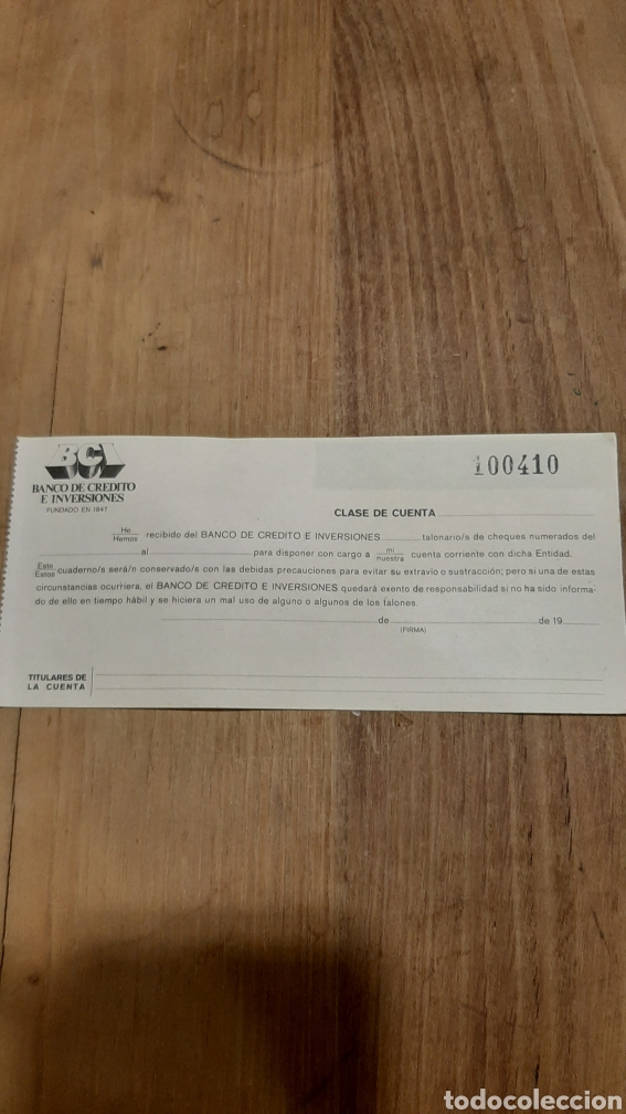 Documentos bancarios: BANCO CR&Eacute;DITO E INVERSIONES TALON VINTAGE - Foto 1