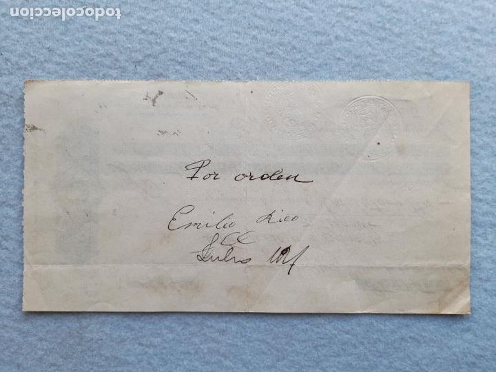Documentos bancarios: Cheque. Banco Espa&ntilde;ol del Rio de la Plata. A&ntilde;o 1921. - Foto 2