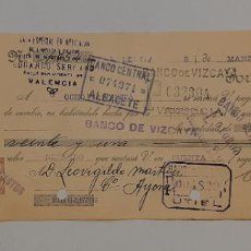 Documentos bancarios: ARTICULOS DE FIESTAS EDUARDO SERRANO LETRA DE CAMBIO VALENCIA 1924. Lote 310890253