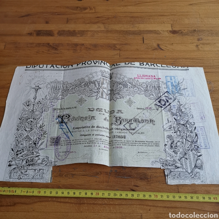 Documentos bancarios: Documento acci&oacute;n Deuda de Barcelona de 1915 - Foto 1