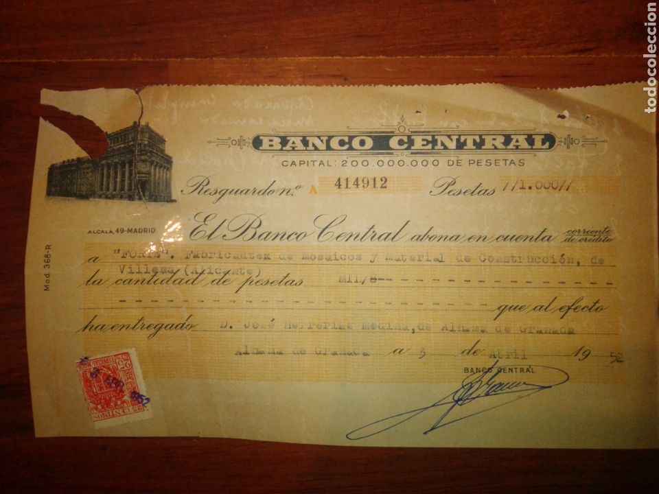 Documentos bancarios: Pagar&eacute; A&ntilde;o 1952 .......... - Foto 1
