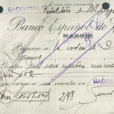 Documentos bancarios: 1946 CHEQUE BANCO ESPAÑOL DE CRÉDITO - LLAGOSTERA (49)