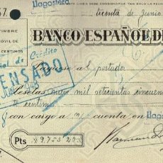 Documentos bancarios: 1948 CHEQUE BANCO ESPAÑOL DE CRÉDITO - LLAGOSTERA (54)