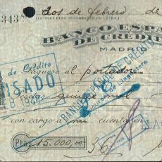 Documentos bancarios: 1948 CHEQUE BANCO ESPAÑOL DE CRÉDITO - LLAGOSTERA (59)