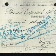Documentos bancarios: 1948 CHEQUE BANCO ESPAÑOL DE CRÉDITO - LLAGOSTERA (60)