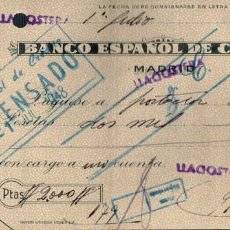 Documentos bancarios: 1948 CHEQUE BANCO ESPAÑOL DE CRÉDITO - LLAGOSTERA (63)
