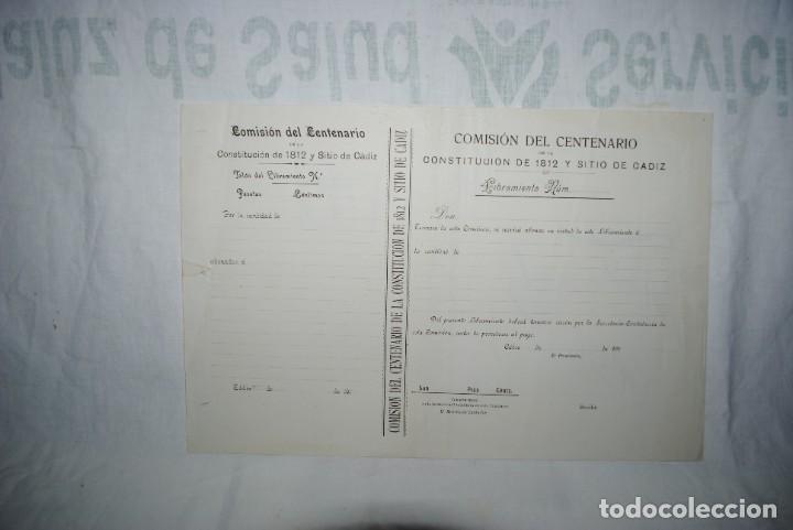 Documentos bancarios: CENTENARIO DE LA COSTITUCION DE 1812 , Y SITIO DE CADIZ . - Foto 1