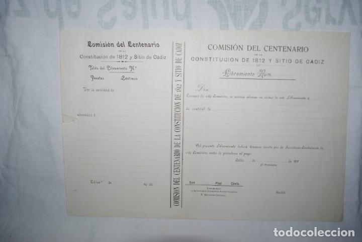 Documentos bancarios: CENTENARIO DE LA COSTITUCION DE 1812 , Y SITIO DE CADIZ . - Foto 5