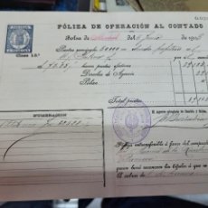 Documentos bancarios: POLIZA OPERACION AL CONTADO BOLSA DE MADRID 1905. Lote 344253133