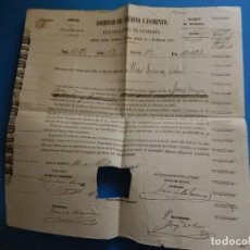 Documentos bancarios: DOCUMENTO BANCARIO. SOCIEDAD DE CRÉDITO Y FOMENTO. BANCO DE MADRID. VENCIMIENTO DE INTERESES. 1886.. Lote 344260203