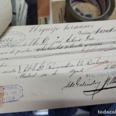 Documentos bancarios: ANTIGUOS CHEQUES BANCARIOS RECIBOS URQUIJO HERMANOS MADRID 1982 RIVAHERRERA. Lote 344277343