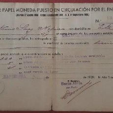 Documentos bancarios: FONDO DE PAPEL MONEDA PUESTO EN CIRCULACIÓN POR EL ENEMIGO, 1939. BANCA ARNÚS, BARCELONA. Nº 13422. Lote 362370665