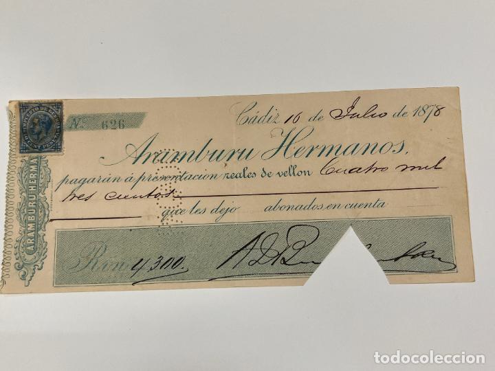 Documentos bancarios: PAGAR&Eacute; DE ARAMBURU HERMANOS. 1878. - Foto 1