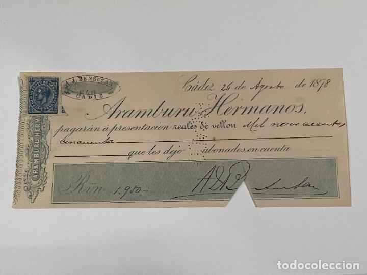 Documentos bancarios: PAGAR&Eacute; DE ARAMBURU HERMANOS. A&Ntilde;O 1878. - Foto 1