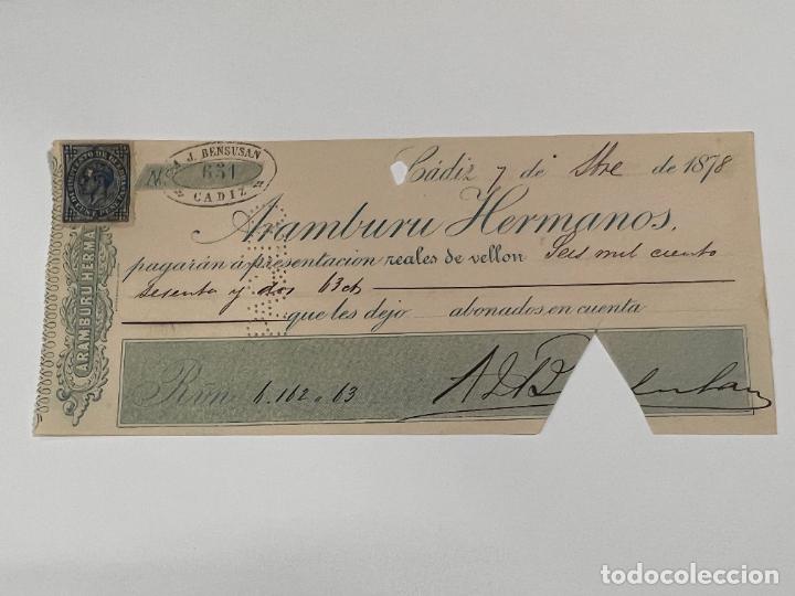Documentos bancarios: PAGAR&Eacute; DE ARAMBURU HERMANOS. A&Ntilde;O 1878. - Foto 1