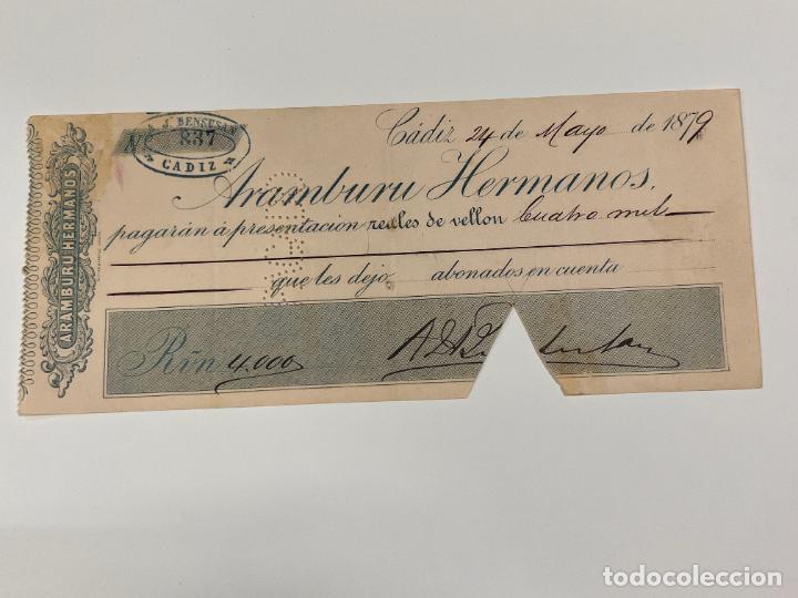 Documentos bancarios: PAGAR&Eacute; DE ARAMBURU HERMANOS. A&Ntilde;O 1879. - Foto 1