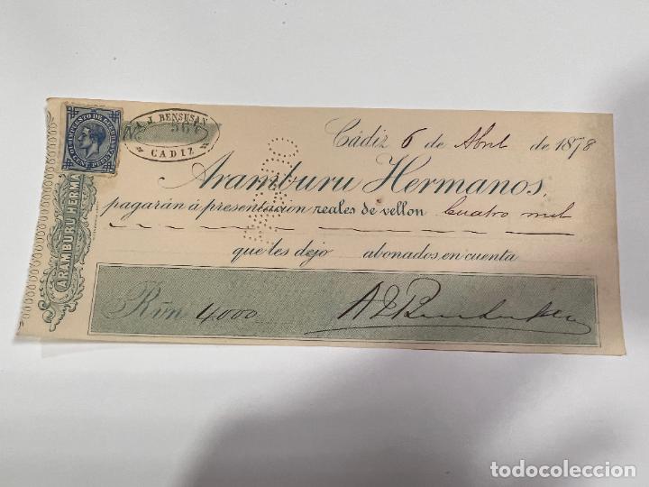 Documentos bancarios: PAGAR&Eacute; DE ARAMBURU HERMANOS. A&Ntilde;O 1878. - Foto 1