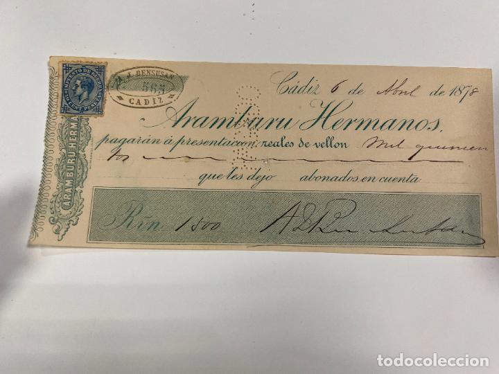 Documentos bancarios: PAGAR&Eacute; DE ARAMBURU HERMANOS. A&Ntilde;O 1878. - Foto 1