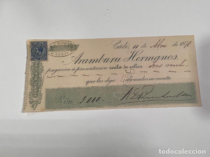 Documentos bancarios: PAGAR&Eacute; DE ARAMBURU HERMANOS. 1878. - Foto 1